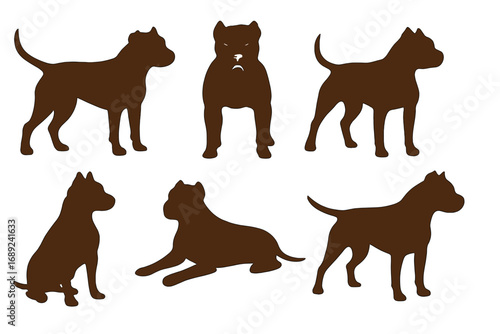 set of dogs silhouettes