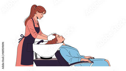 Stylist washes client s hair at salon sink providing a relaxing and refreshing hair care experience