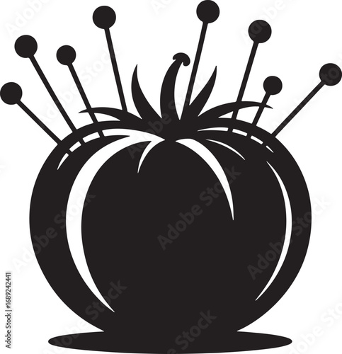 Pin Cushion Vector Illustration with Needles and Sewing Craft Supply Design