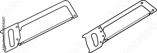 Two hand saw silhouettes on white background