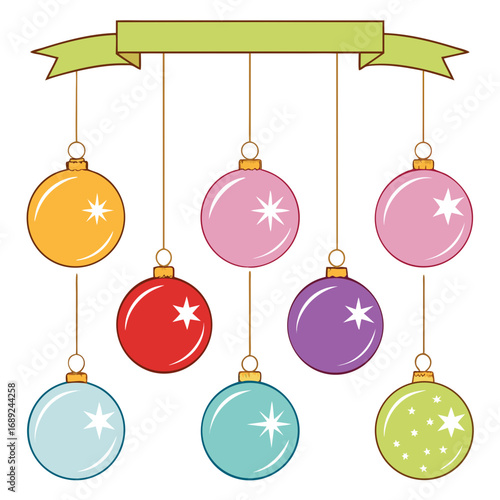 Shiny festive red and gold Christmas ornaments and baubles set for holiday celebration