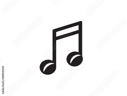 Elegant music note symbol drawn in minimal vector format