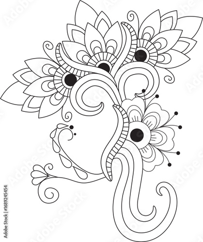 Relaxing flowers coloring page intricate design for creative expression and stress relief white background