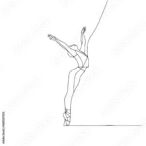 Ballet dancer line art vector illustration for dance studio logo design and artistic wall decor print 100char