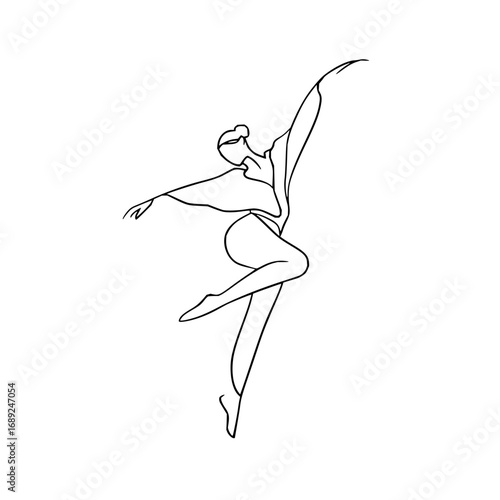 Minimalist ballet dancer line art drawing for artistic design and creative projects and elegant illustration