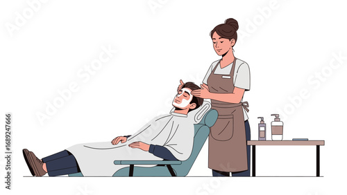 Skilled barber carefully styles client s hair in a modern salon setting with professional products