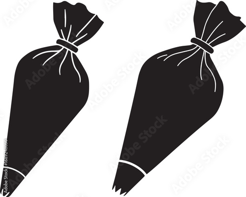 Two black icing piping bags silhouette