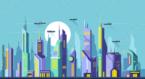 Futuristic Cityscape A Vector Illustration of Modern Architecture and Urban Design