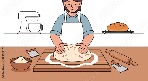 Kneading Dough A Baker's Touch in Preparing Delicious Bread