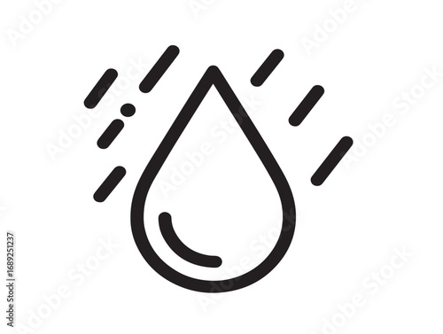 Clean rainy weather icon with water droplets in vector style