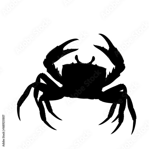 Black crab silhouette isolated on white background
