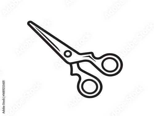 Classic scissors cutting tool icon in outlined clean vector art