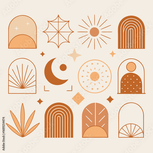 Minimalist abstract celestial graphic collection