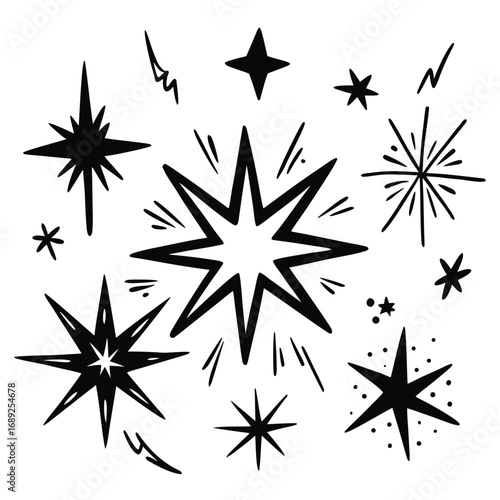 Hand drawn sketchy starbursts and explosions collection