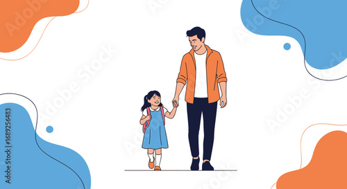 Father and daughter walking hand in hand towards a brighter future together