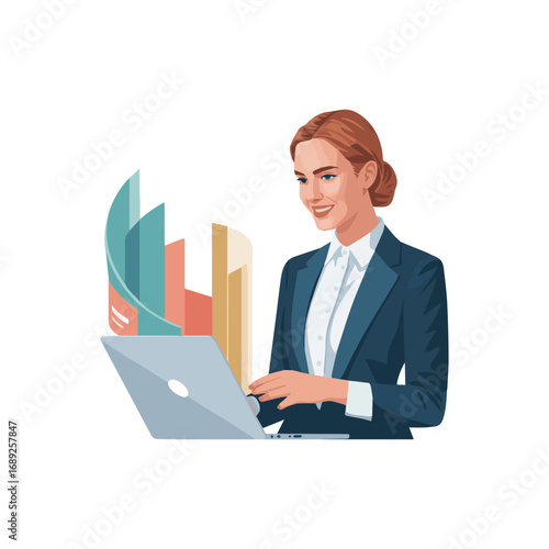 Business related remote working setup virtual team happy hour colorful flat vector illustration on white background