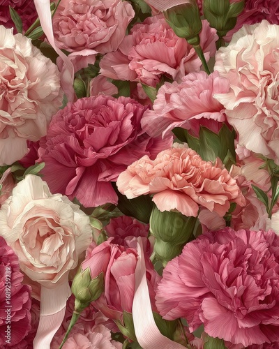 Beautiful arrangement of pink flowers.