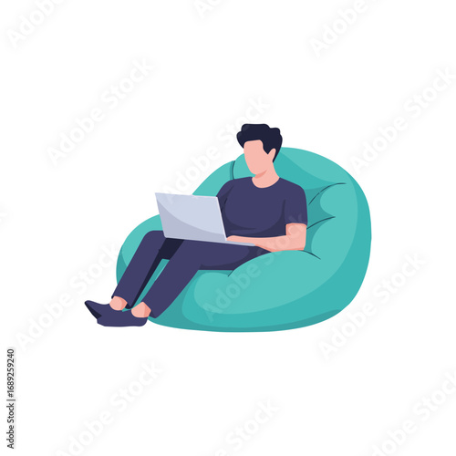 Business related remote working setup virtual team happy hour colorful flat vector illustration on white background
