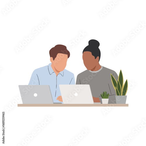 Business related remote working setup virtual team happy hour colorful flat vector illustration on white background
