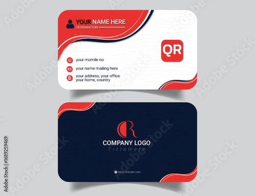 Modern Corporate Business Card Template with QR Code | Professional Visiting Card Design