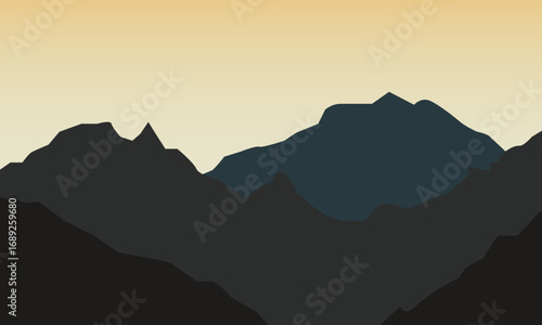 Illustration of a Mountain Panorama in the Morning
