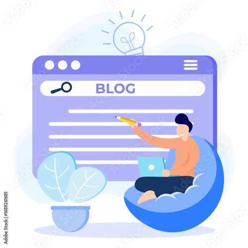Illustration vector graphic cartoon character of blogging