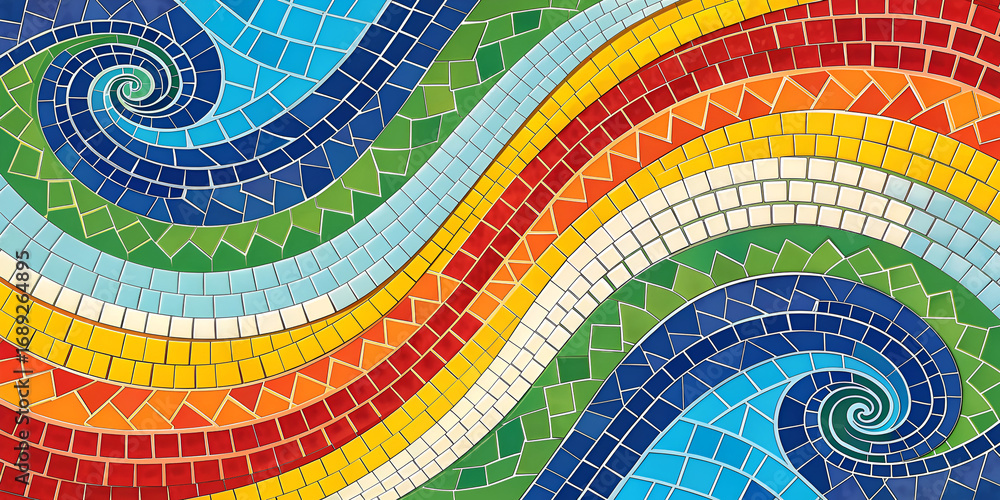 Fototapeta premium Colorful mosaic tile abstract pattern in geometric seamless artistic decorative design