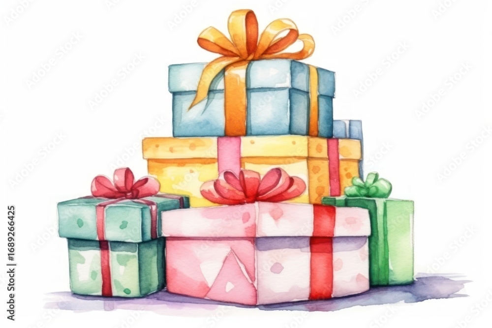 Obraz premium Christmas present cartoon gift white background.