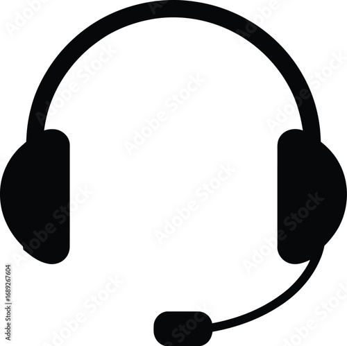 Black headset with microphone audio communication