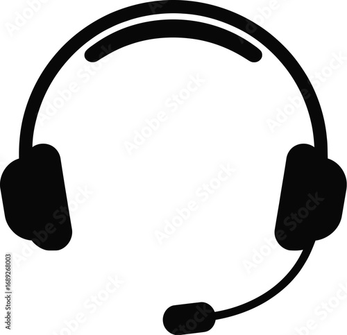 Black headset with microphone headphones audio