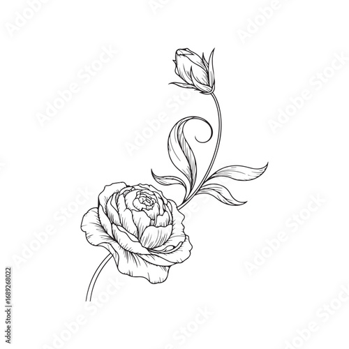 Beautiful floral ornamental doodle mehndi style pattern hand drawn decorative outline vector illustration coloring page for kids and adults
