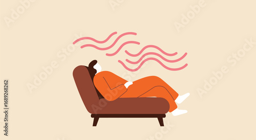 Person Relaxing on Couch with Airflow Symbol