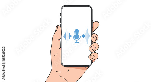 Voice Recording on Smartphone with Microphone Icon
