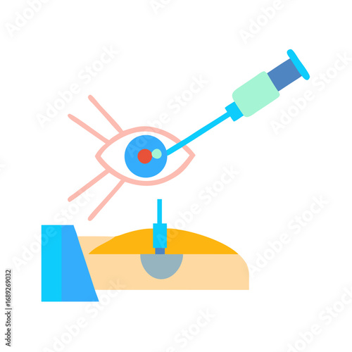 Eye injection with syringe medical treatment illustration graphic