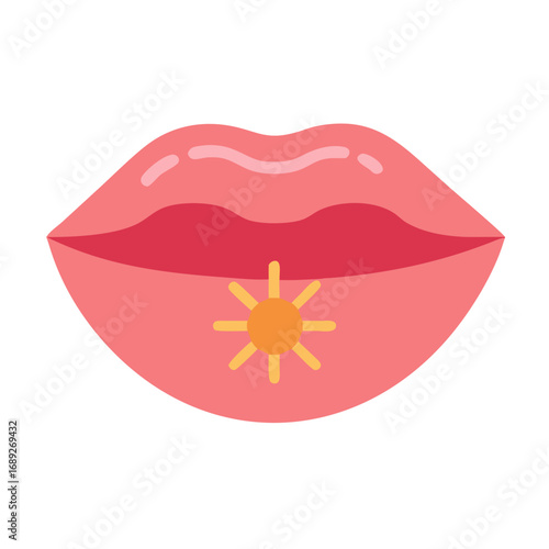 Lips affected by sun causing a fever blister illustration