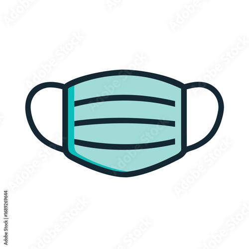 Minimalist illustration of a light blue surgical face mask