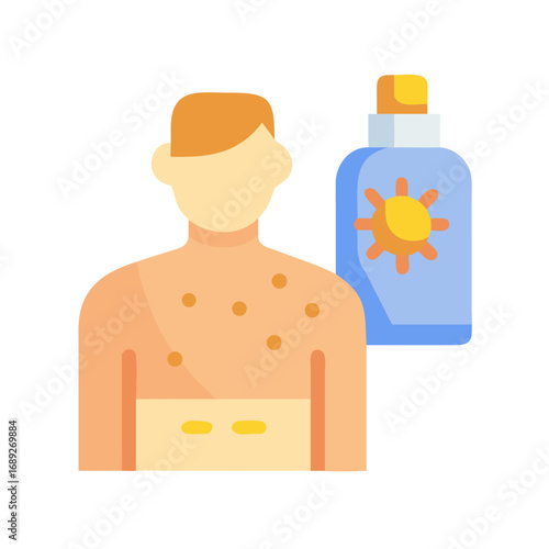 Sunscreen protection flat vector illustration for sensitive skin