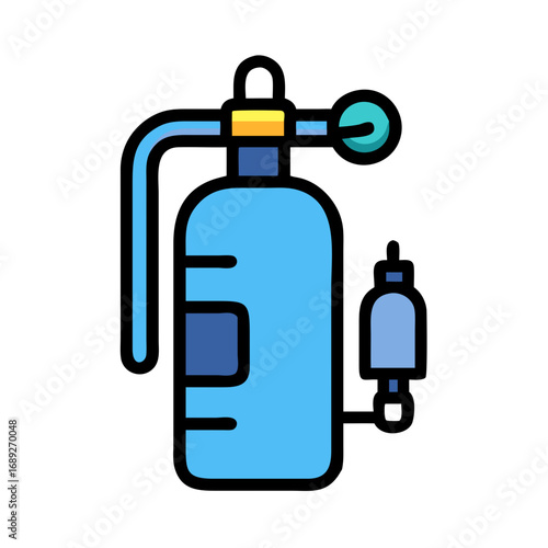 Flat vector of a blue underwater scuba diving tank