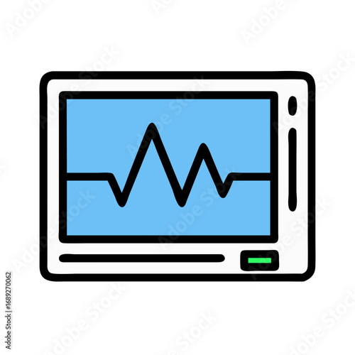 Stylized heartbeat monitor display illustration with vibrant colors