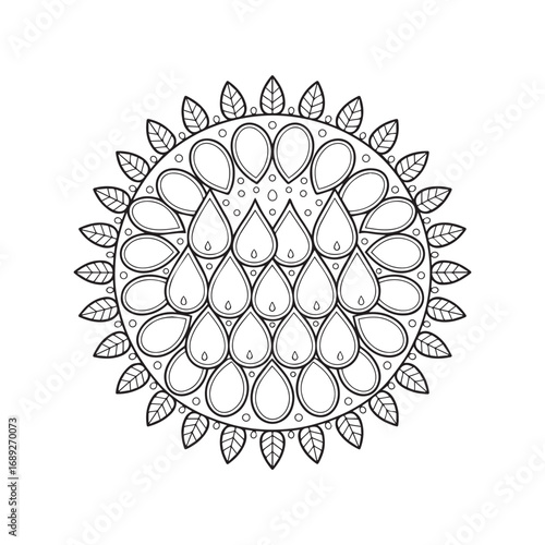 Beautiful floral ornamental doodle mehndi style pattern hand drawn decorative outline vector illustration coloring page for kids and adults