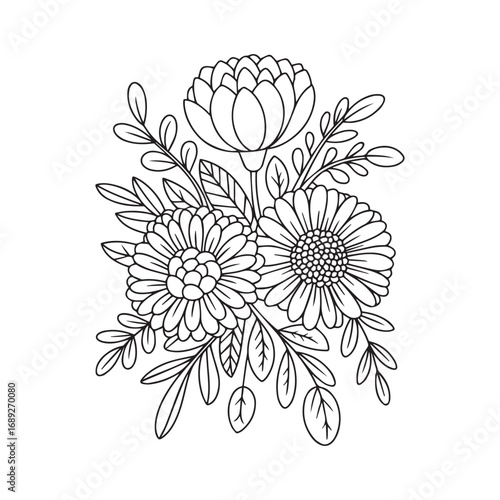 Beautiful floral ornamental doodle mehndi style pattern hand drawn decorative outline vector illustration coloring page for kids and adults