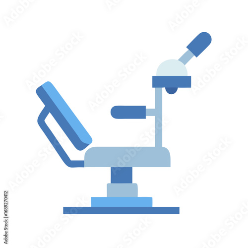 Stylized medical examination chair on solid black background visual