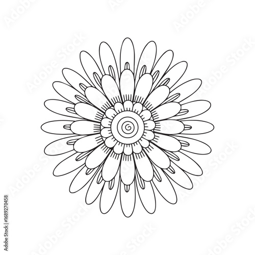 Beautiful floral ornamental doodle mehndi style pattern hand drawn decorative outline vector illustration coloring page for kids and adults
