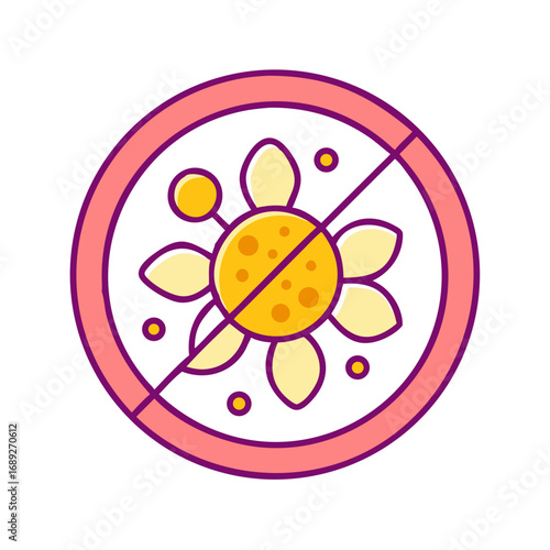 Allergen free symbol with daisy flower and pink circle