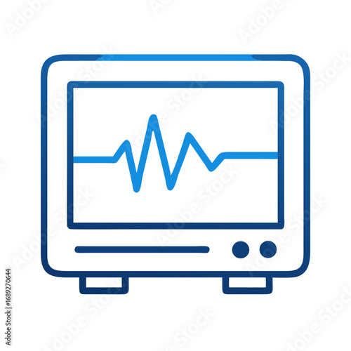 Blue heartbeat monitor illustration on a black background