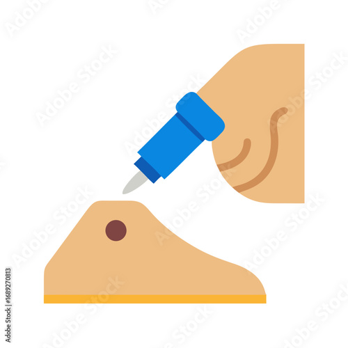 Close up dermatological skin treatment with blue tool
