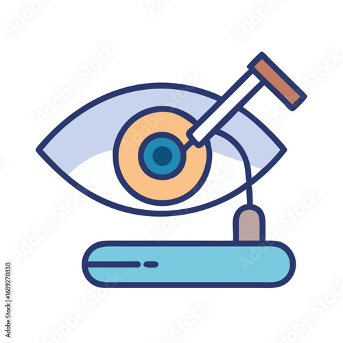 Stylized eye with laser treatment concept for ophthalmology