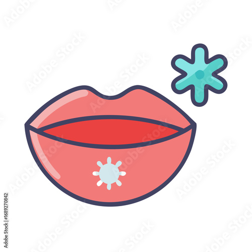 Illustration of lips with a cold sore infection visible