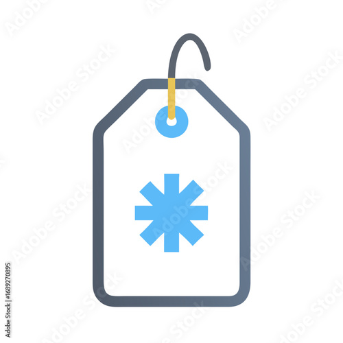 Medical tag icon with snowflake symbol on dark background