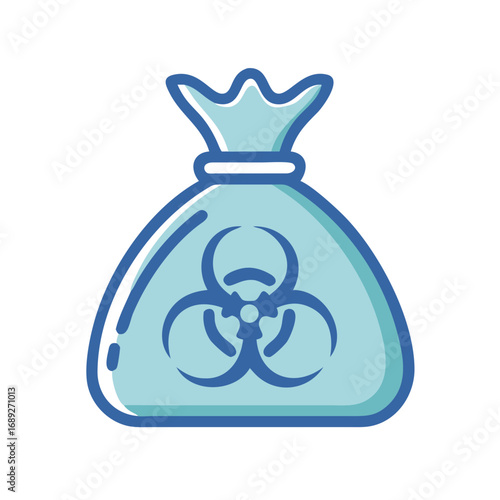 Biohazard waste bag icon on black background illustration